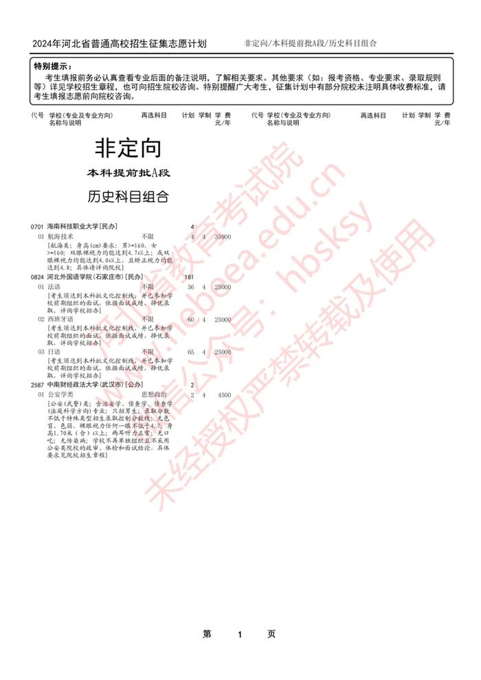 2024年河北省普通高校招生本科提前批A段征集志愿计划发布