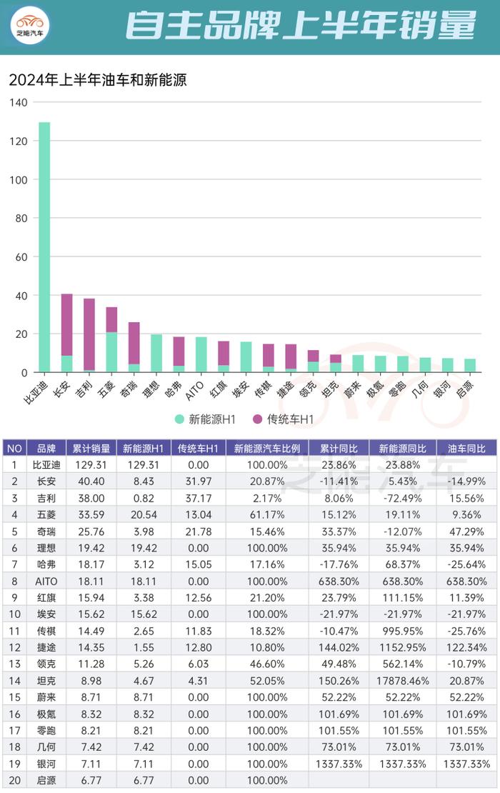 2024上半年汽车销量排行榜：品牌销量深度解读