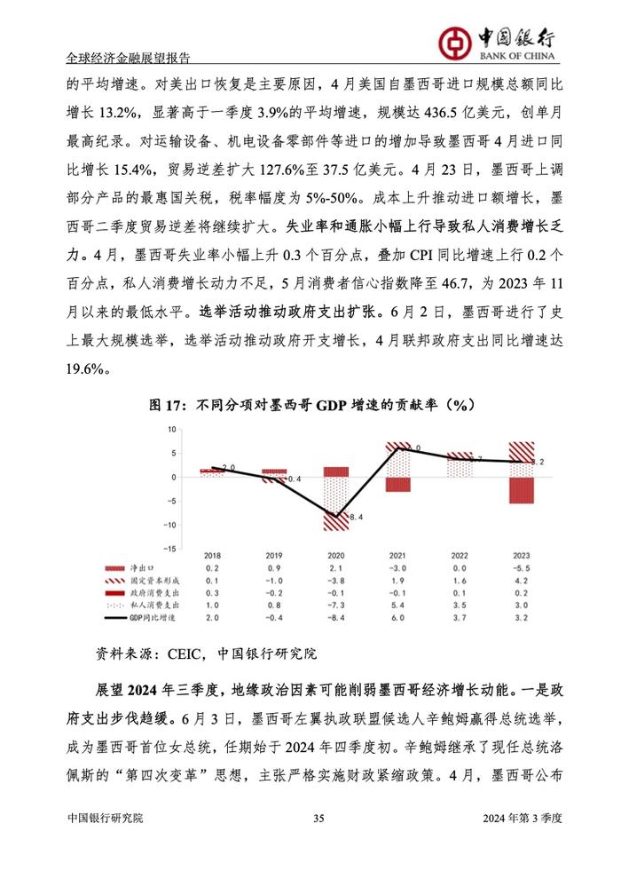 中国银行研究院：2024年第三季度全球经济金融展望报告