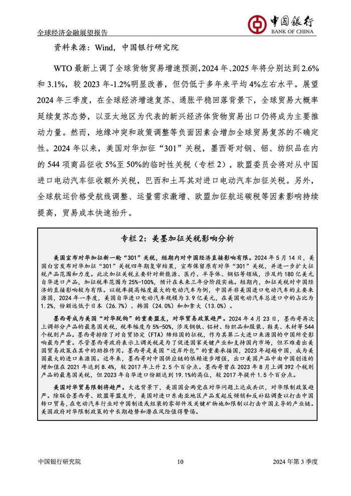 中国银行研究院：2024年第三季度全球经济金融展望报告