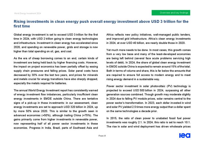 IEA：2024年世界能源投资报告