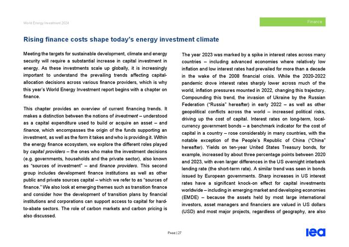 IEA：2024年世界能源投资报告