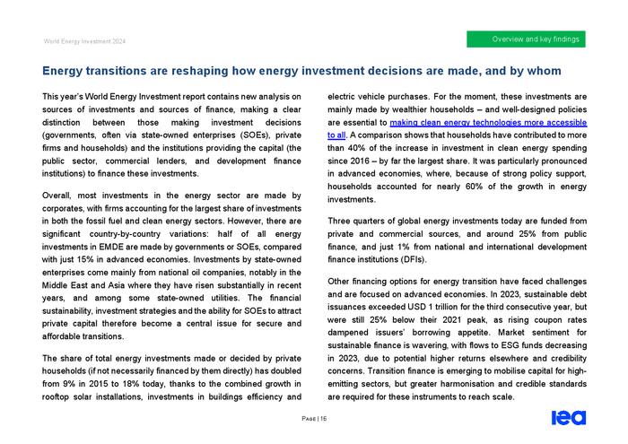 IEA：2024年世界能源投资报告