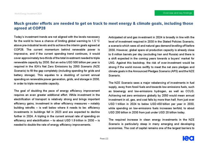 IEA：2024年世界能源投资报告