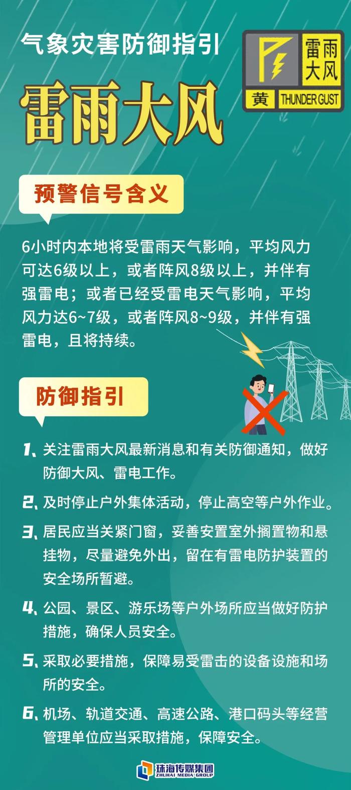 雷雨+大风！珠海发布黄色预警！