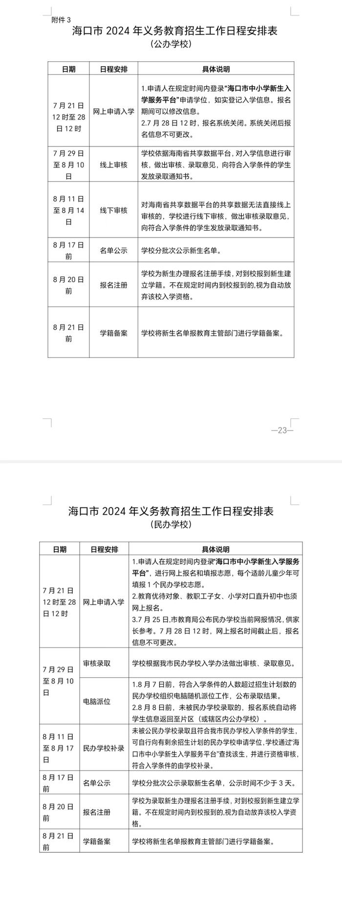 海口市秀英区2024年义务教育学校招生工作实施细则