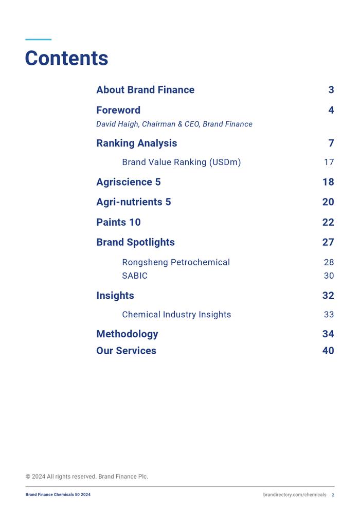 Brand Finance：2024年化学品牌50强