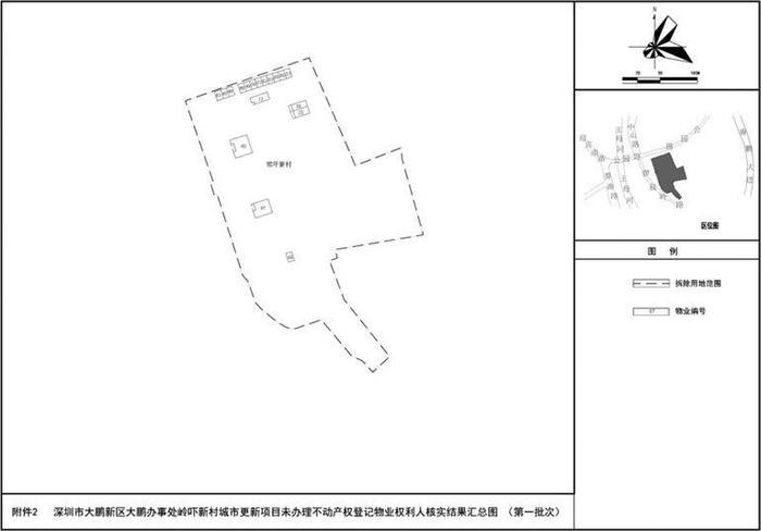 深圳市大鹏新区大鹏办事处岭吓新村城市更新项目未办理不动产权登记物业权利人核实结果（第一批次）公示