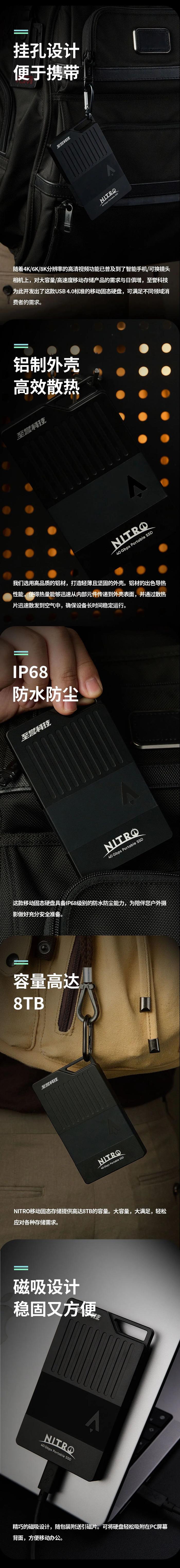 至誉科技发布 NITRO 系列便携式固态存储：USB 4.0 标准、磁吸设计、最高读取速度 3500MB/s