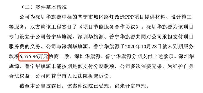 被拖欠市政工程款6576万元，*ST长方提起诉讼