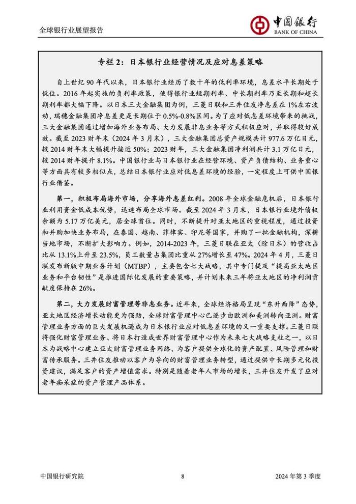 中国银行研究院：2024年第三季度全球银行业展望报告