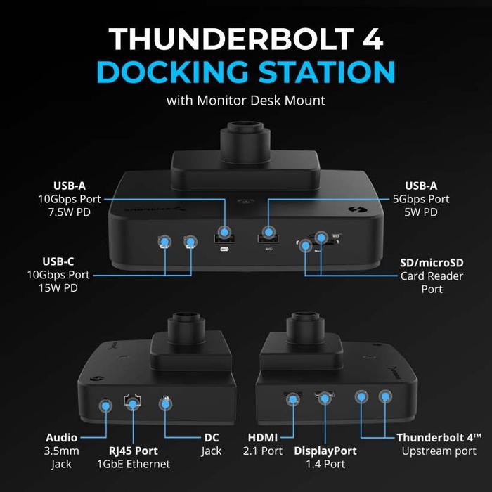 显示器支架 + 雷电 4 扩展坞二合一，Sabrent 推出新品 DS-T4WA