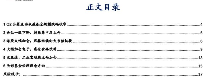 【华安证券·金融工程】专题报告：公募权益基金大幅加仓电子，减仓食品饮料