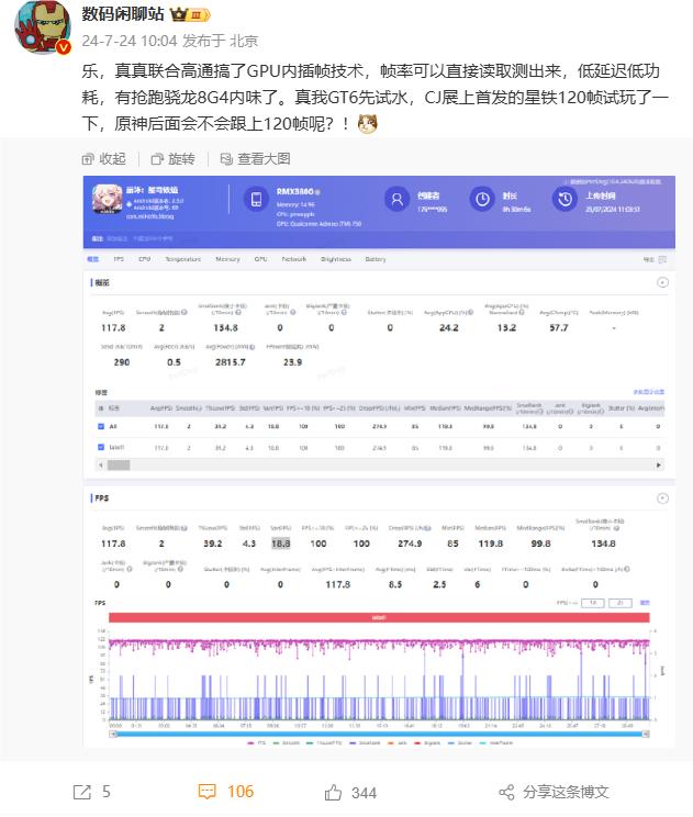 《崩坏：星穹铁道》原生 120 帧：realme 截胡高通骁龙 8 Gen 4 先一步推出“超帧异构渲染技术”