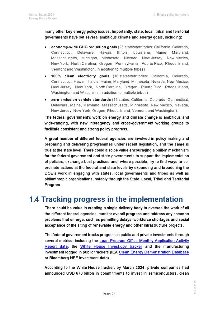 IEA：2024年美国能源政策评价