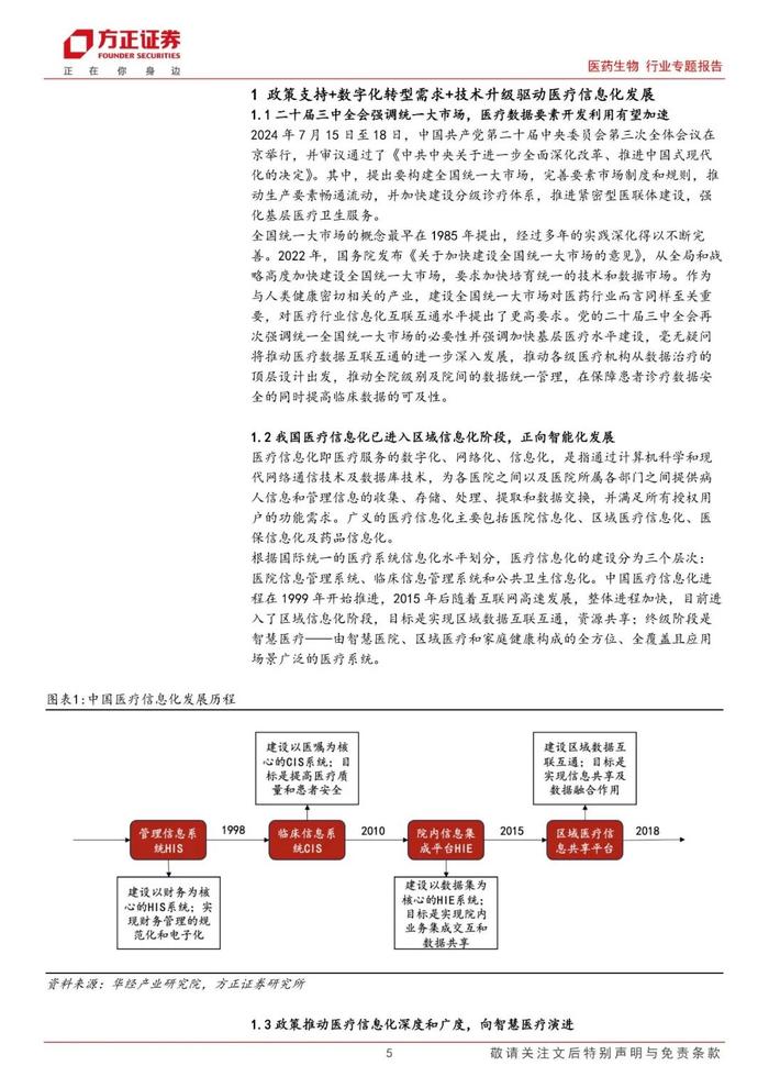 【方正医药】政策顶层设计引领医疗信息化科技新内需，重点关注数据要素互联互通