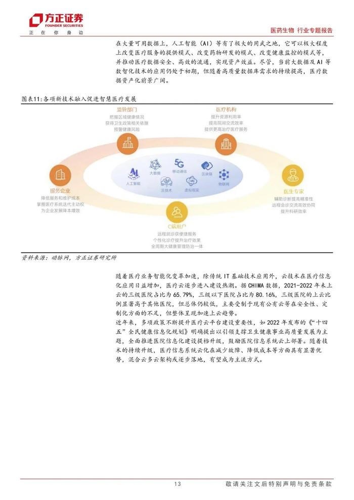 【方正医药】政策顶层设计引领医疗信息化科技新内需，重点关注数据要素互联互通