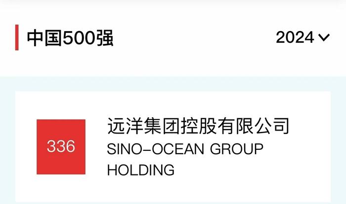 远洋集团连续15年上榜《财富》中国500强