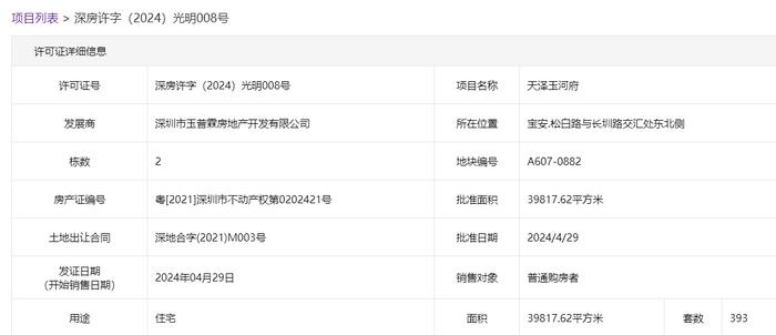 天泽玉河府项目参与深圳“以旧换新”，入市3个月去化9%