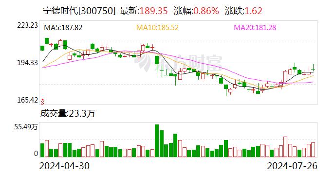 宁德时代：2024年半年度净利润约228.65亿元 同比增加10.37%