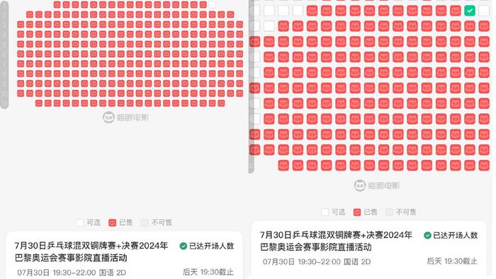 花40元进电影院看奥运，史上首次！乒乓球赛事最火热，多地百人影厅已经满场