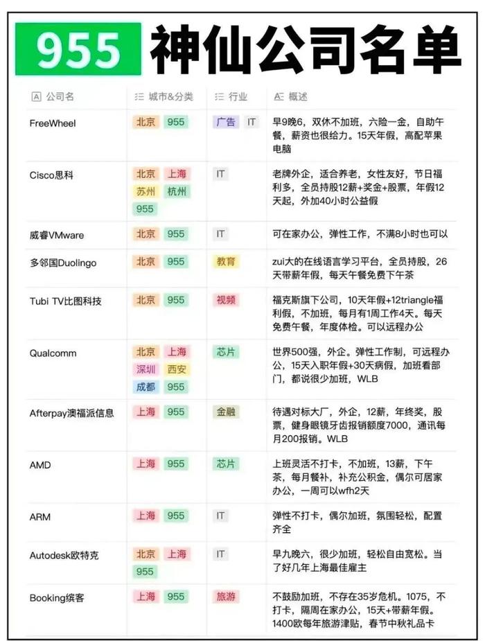 955神仙外企公司列表(2024年)