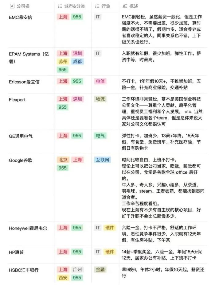 955神仙外企公司列表(2024年)