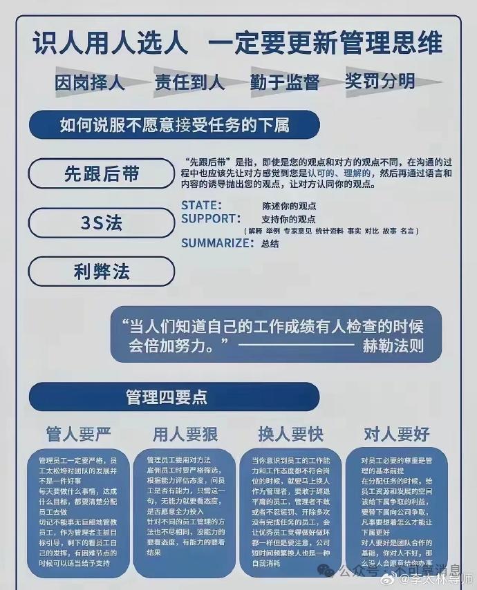 管人要严，用人要狠，换人要快，对人要好