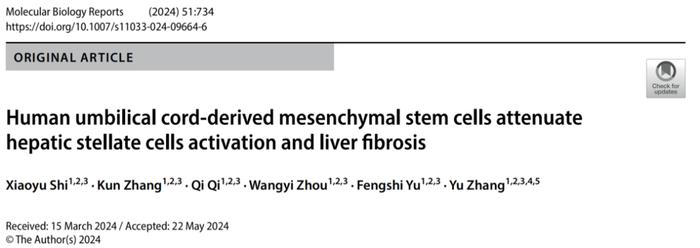 中源协和干细胞新药VUM02注射液治疗肝纤维化药效研究结果在线发表