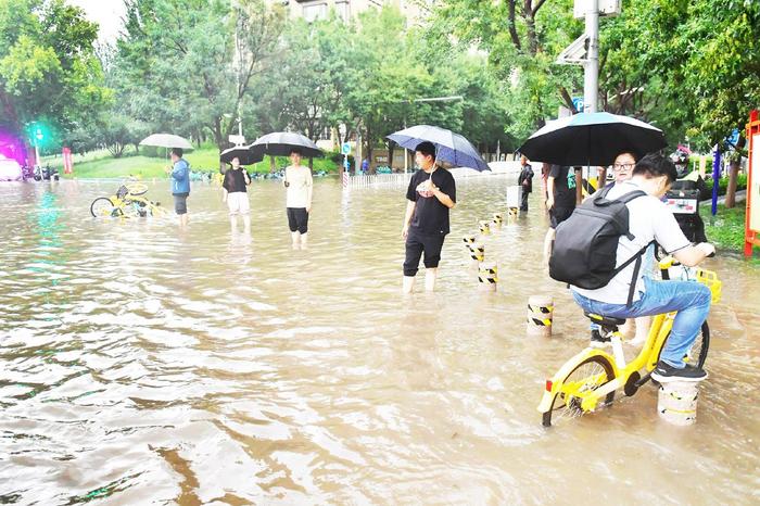 暴雨中，有一道人墙