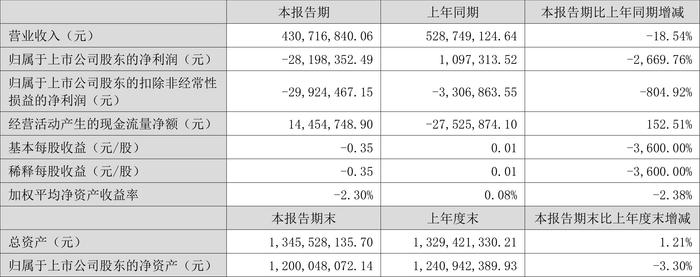 华安鑫创：2024年上半年营业总收入4.31亿元