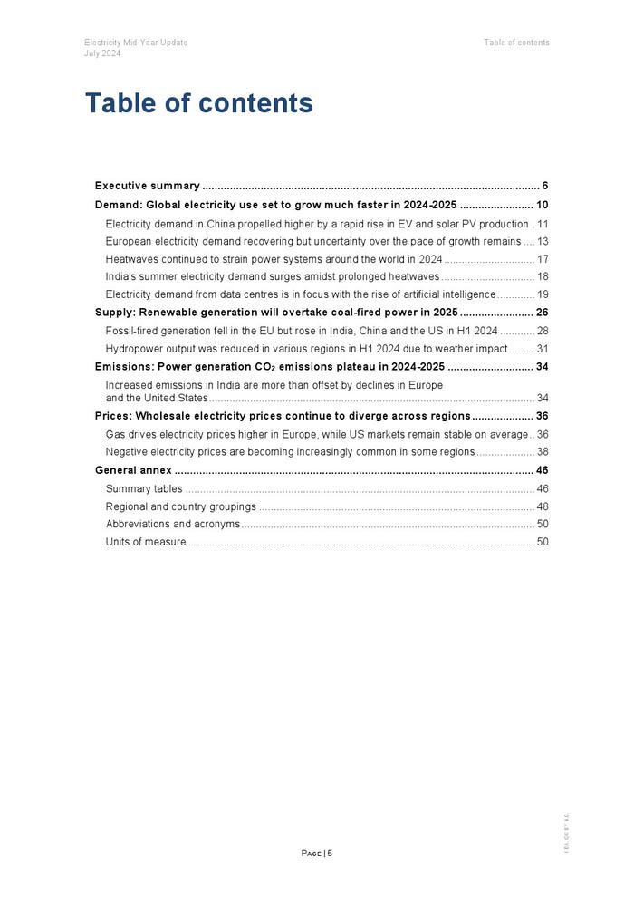 IEA：2024年年中电力报告