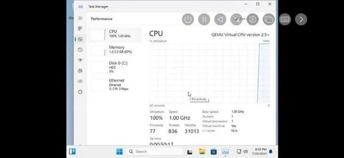 苹果 iPhone 15 Pro 跑起精简版 Win11