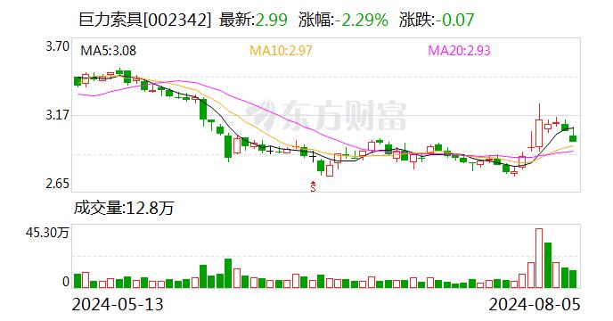 巨力索具：8月5日召开董事会会议