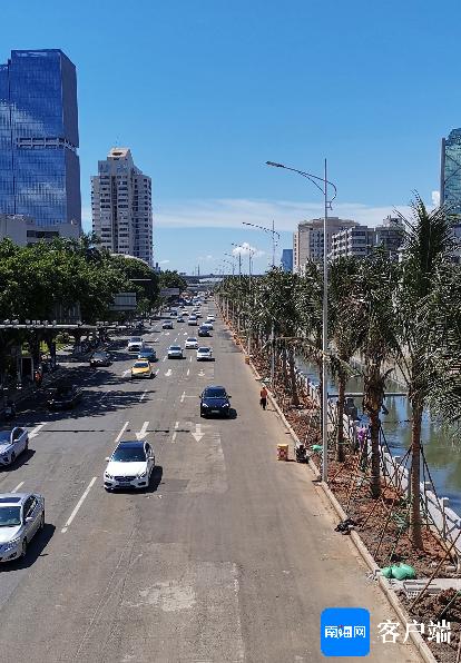 海口龙昆沟项目河道两岸道路基本恢复，车辆已开始在新路面通行