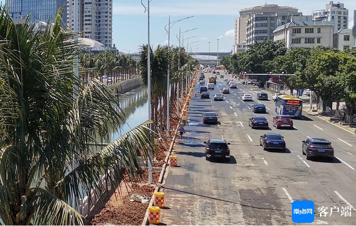 海口龙昆沟项目河道两岸道路基本恢复，车辆已开始在新路面通行