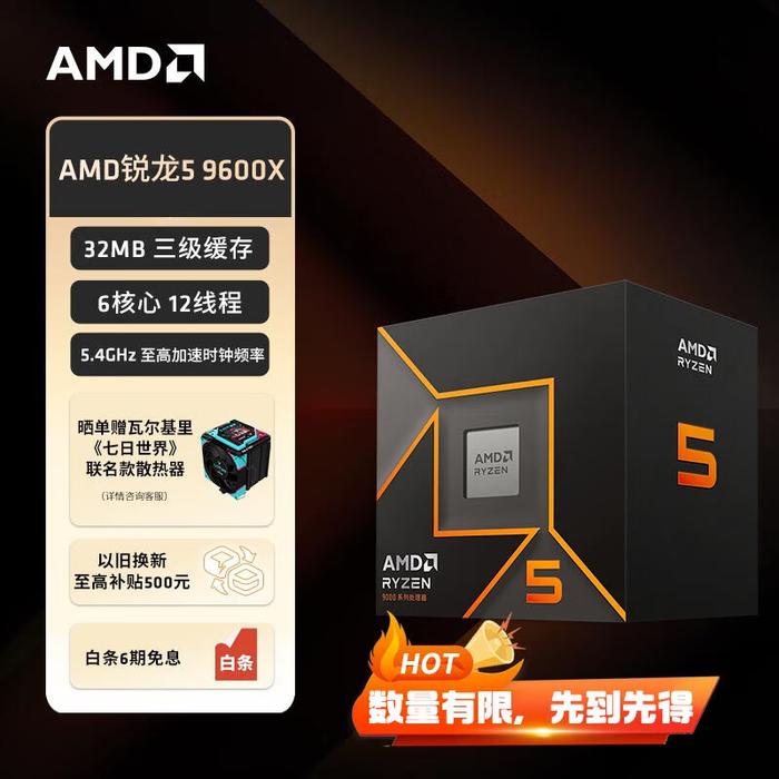 1949 元起：AMD 锐龙 R5 9600X 和 R7 9700X 处理器现已开售，前者已告罄