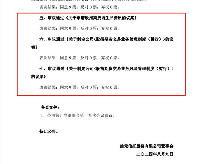 又有信托公司入局股指期货，建元信托拟申请业务资格，年初中粮信托刚获批