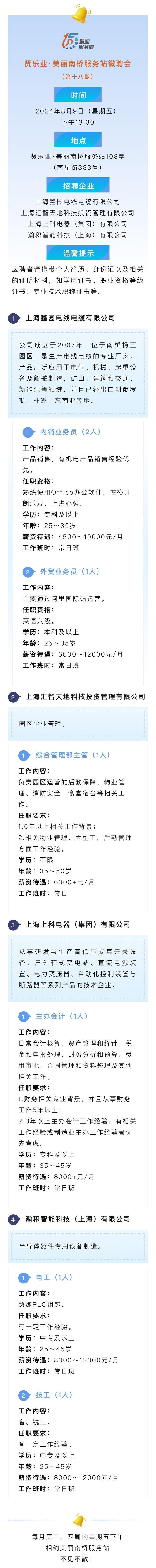 月薪最高12000元！南桥镇这四家企业多个岗位招人啦→