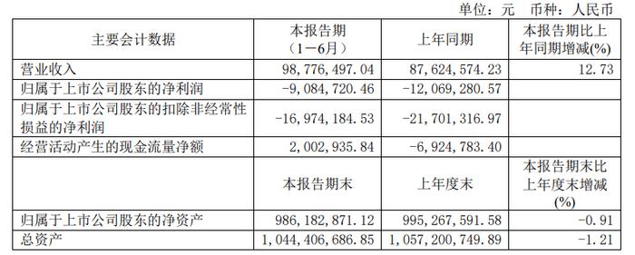 四通股份2024上半年净亏损908万元 | 中报速递