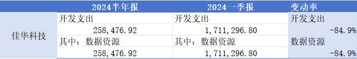 2024半年报数据资源入表金额卓创资讯大增90%，佳华科技降84.9%