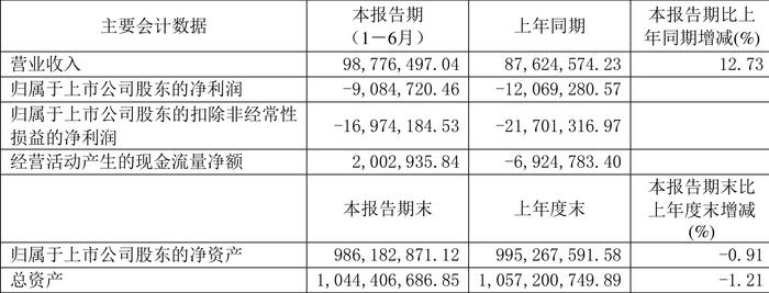 四通股份：2024年上半年亏损908.47万元