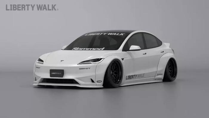 告别低调，Liberty Walk 为特斯拉 Model 3 推出宽体套件