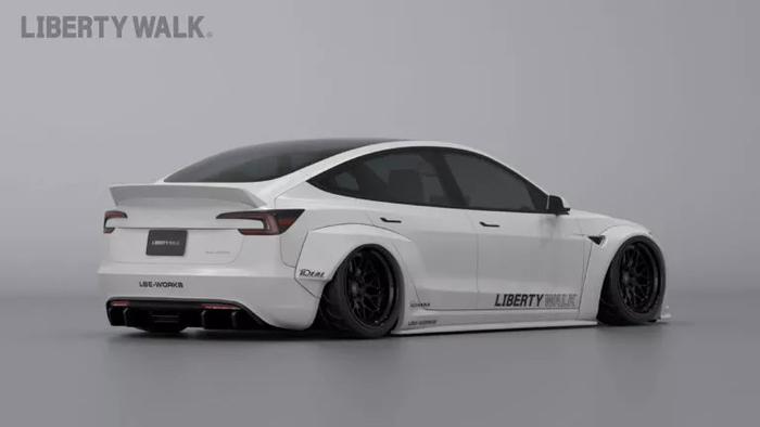 告别低调，Liberty Walk 为特斯拉 Model 3 推出宽体套件