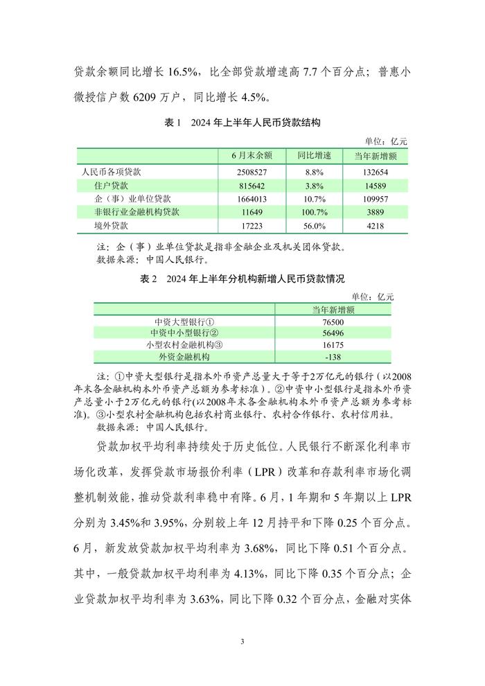 中国人民银行：2024年第二季度中国货币政策执行报告