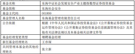 东海社会安全与东海科技动力增聘基金经理王亦琛