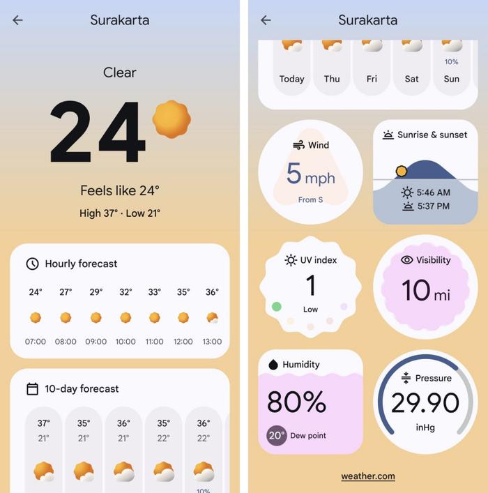 谷歌发布全新 Pixel 天气应用：启用新界面，引入 AI 天气预报