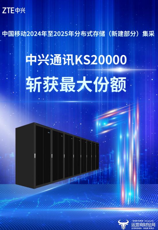 中兴通讯KS20000斩获中国移动2024-2025年分布式存储（新建部分）集采最大份额