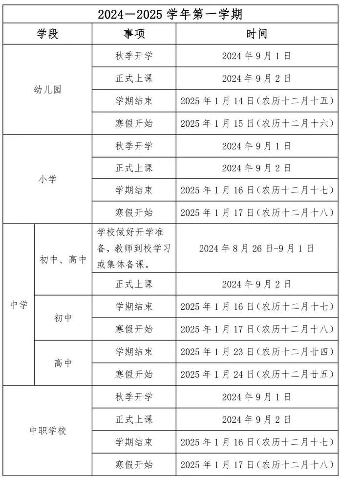 福建各地学校开学、放假时间定了！