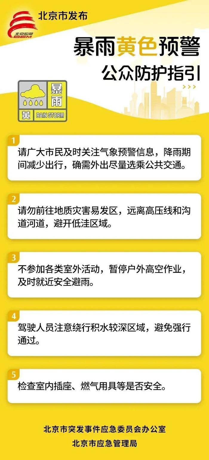 顺义升级发布暴雨黄色预警，这些地区将出现累计降雨量超70毫米强降水